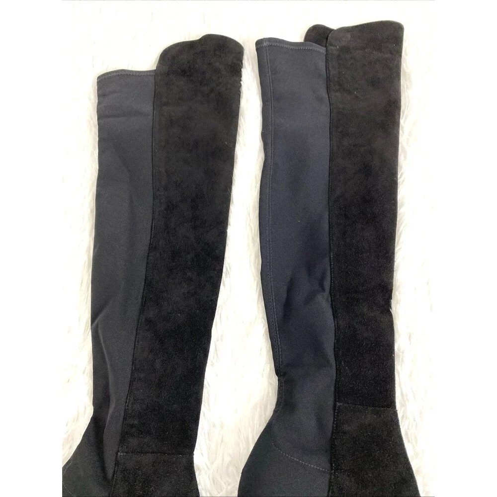 Stuart Weitzman Womens Suede Over The Knee Boots Size 36 Pull On Black Heeled